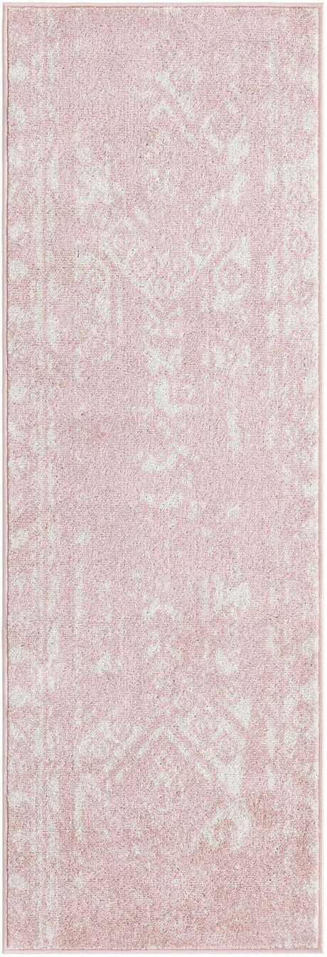 Pink 2' x 6' 1 Lennon Runner Area Rug 100% Polypropylene Vintage Distressed Look Modern Contemporary Carpet for Home Decor for Sale at Rug Engine