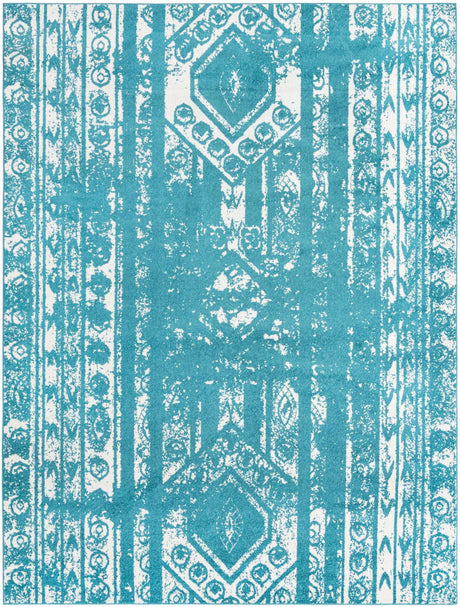 Turquoise 10' x 13' 1 Lennon Rectangle Area Rug 100% Polypropylene Vintage Distressed Look Modern Contemporary Carpet for Home Decor for Sale at Rug Engine
