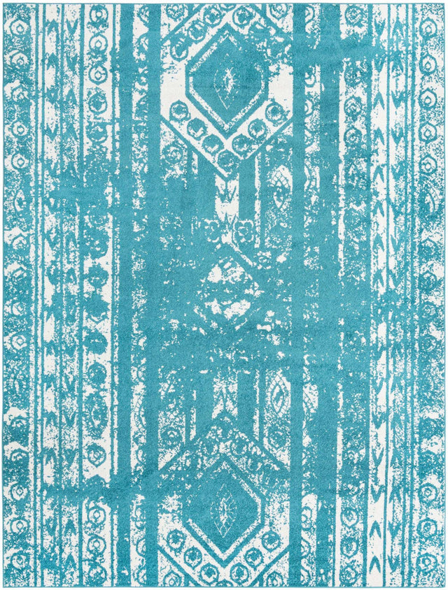 Turquoise 10' x 13' 1 Lennon Rectangle Area Rug 100% Polypropylene Vintage Distressed Look Modern Contemporary Carpet for Home Decor for Sale at Rug Engine