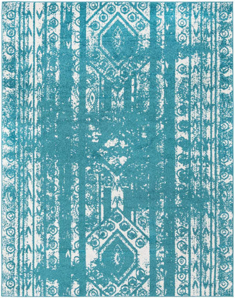 Turquoise 7' 10 x 10' Lennon Rectangle Area Rug 100% Polypropylene Vintage Distressed Look Modern Contemporary Carpet for Home Decor for Sale at Rug Engine