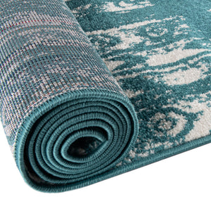 Turquoise 2' x 3' 1 Lennon Rectangle Area Rug 100% Polypropylene Vintage Distressed Look Modern Contemporary Carpet for Home Decor for Sale at Rug Engine