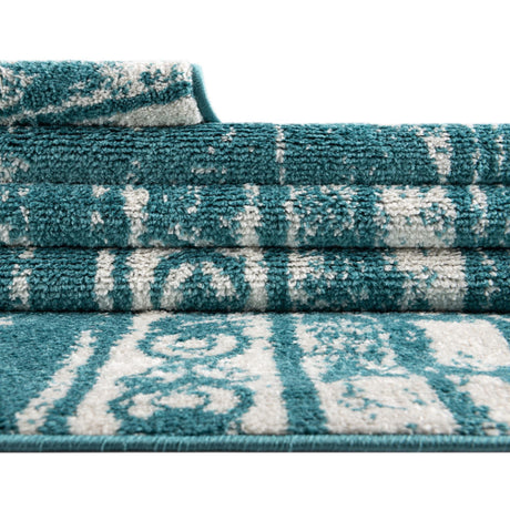 Turquoise 5' 3 x 8' Lennon Rectangle Area Rug 100% Polypropylene Vintage Distressed Look Modern Contemporary Carpet for Home Decor for Sale at Rug Engine