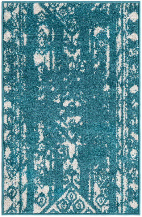 Turquoise 2' x 3' 1 Lennon Rectangle Area Rug 100% Polypropylene Vintage Distressed Look Modern Contemporary Carpet for Home Decor for Sale at Rug Engine