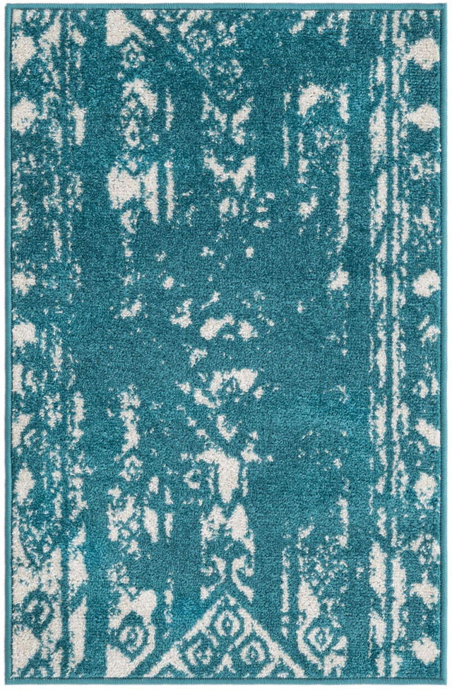 Turquoise 2' x 3' 1 Lennon Rectangle Area Rug 100% Polypropylene Vintage Distressed Look Modern Contemporary Carpet for Home Decor for Sale at Rug Engine
