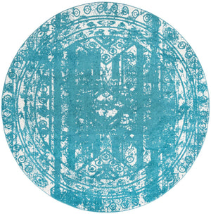 Turquoise 10' x 10' Lennon Round Area Rug 100% Polypropylene Vintage Distressed Look Modern Contemporary Carpet for Home Decor for Sale at Rug Engine