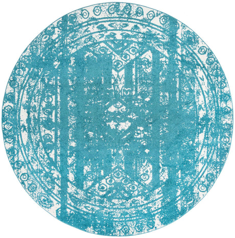 Turquoise 10' x 10' Lennon Round Area Rug 100% Polypropylene Vintage Distressed Look Modern Contemporary Carpet for Home Decor for Sale at Rug Engine
