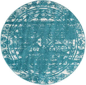 Turquoise 6' 1 x 6' 1 Lennon Round Area Rug 100% Polypropylene Vintage Distressed Look Modern Contemporary Carpet for Home Decor for Sale at Rug Engine