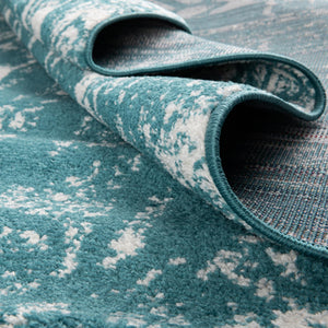 Turquoise 2' x 7' 10 Lennon Round Area Rug 100% Polypropylene Vintage Distressed Look Modern Contemporary Carpet for Home Decor for Sale at Rug Engine