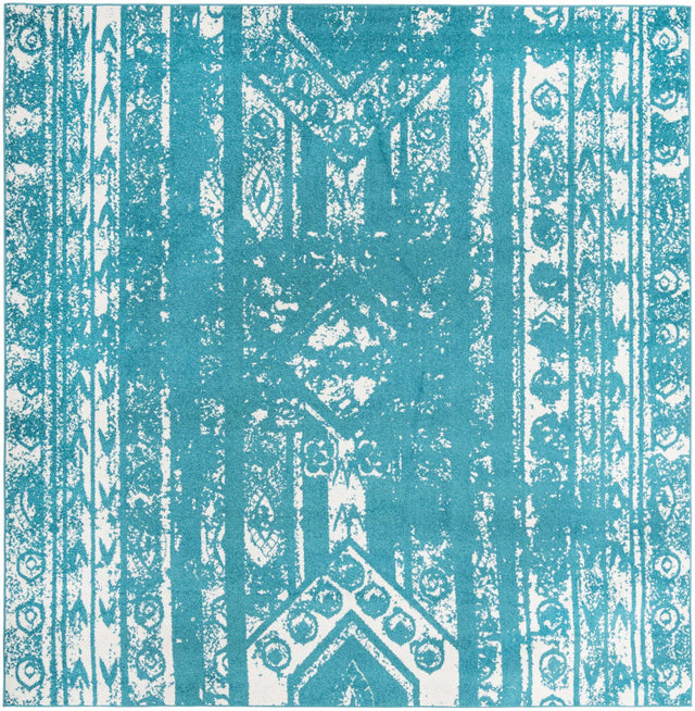 Turquoise 10' x 10' Lennon Square Area Rug 100% Polypropylene Vintage Distressed Look Modern Contemporary Carpet for Home Decor for Sale at Rug Engine