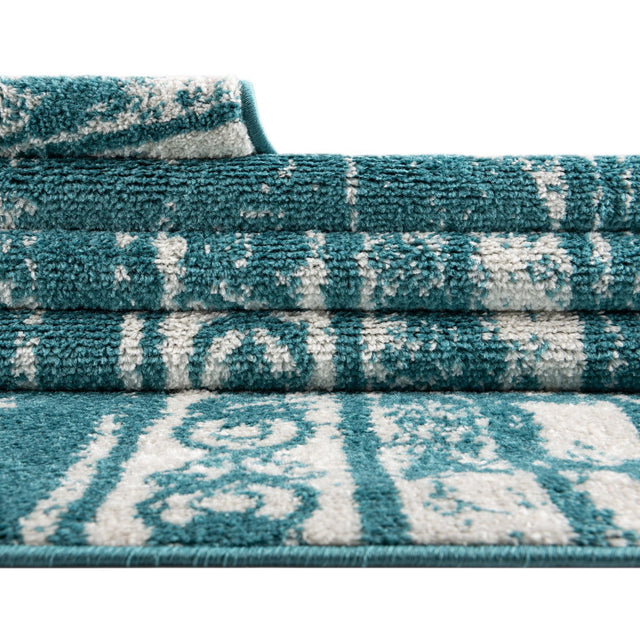 Turquoise 7' 1 x 7' 1 Lennon Square Area Rug 100% Polypropylene Vintage Distressed Look Modern Contemporary Carpet for Home Decor for Sale at Rug Engine
