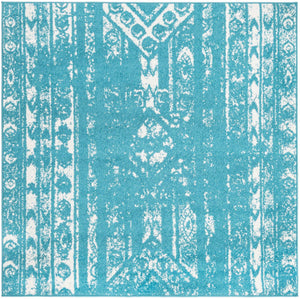Turquoise 5' 3 x 5' 3 Lennon Square Area Rug 100% Polypropylene Vintage Distressed Look Modern Contemporary Carpet for Home Decor for Sale at Rug Engine
