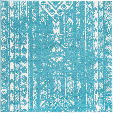 Turquoise 5' 3 x 5' 3 Lennon Square Area Rug 100% Polypropylene Vintage Distressed Look Modern Contemporary Carpet for Home Decor for Sale at Rug Engine