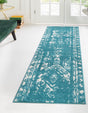 Turquoise 2' 7 x 10' Lennon Runner Area Rug 100% Polypropylene Vintage Distressed Look Modern Contemporary Carpet for Home Decor for Sale at Rug Engine
