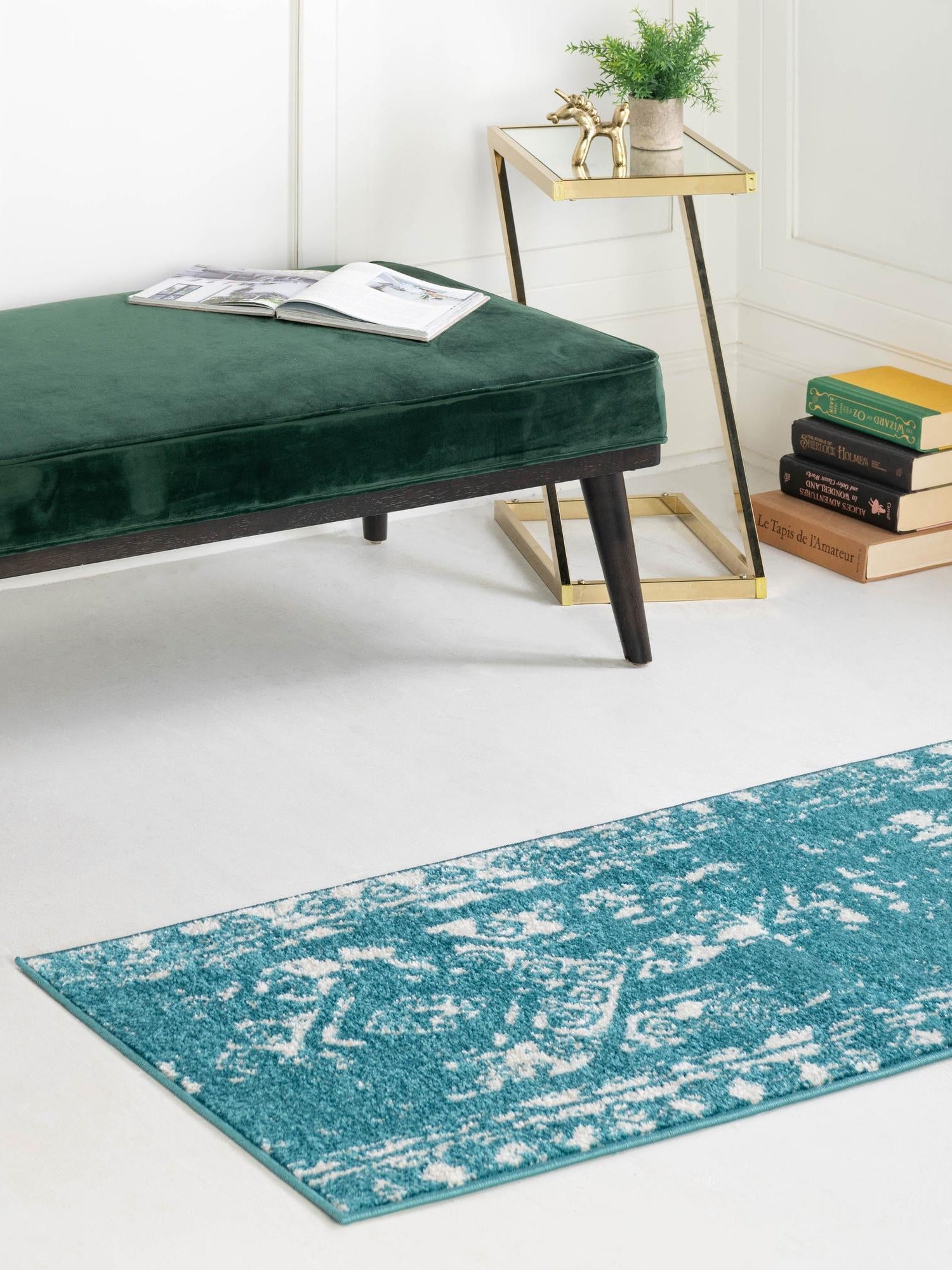 Turquoise 3' 3 x 14' 1 Lennon Runner Area Rug 100% Polypropylene Vintage Distressed Look Modern Contemporary Carpet for Home Decor for Sale at Rug Engine