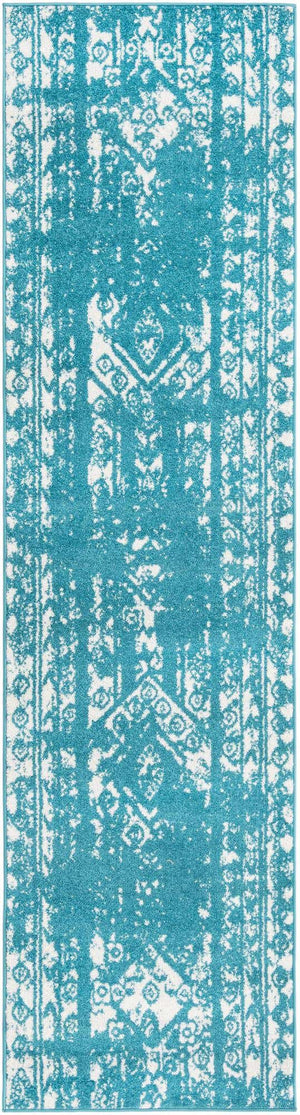 Turquoise 2' 7 x 10' Lennon Runner Area Rug 100% Polypropylene Vintage Distressed Look Modern Contemporary Carpet for Home Decor for Sale at Rug Engine
