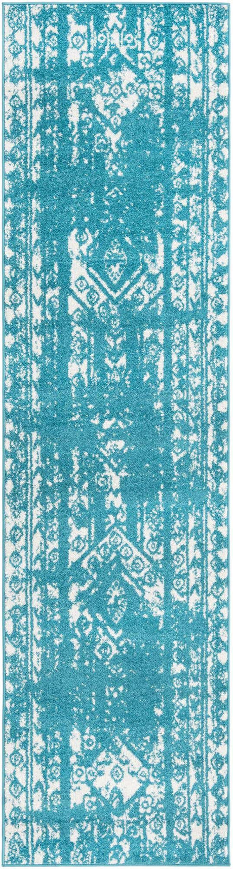 Turquoise 2' 7 x 10' Lennon Runner Area Rug 100% Polypropylene Vintage Distressed Look Modern Contemporary Carpet for Home Decor for Sale at Rug Engine