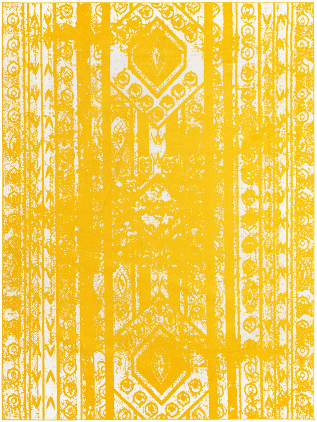 Yellow 10' x 13' 1 Lennon Rectangle Area Rug 100% Polypropylene Vintage Distressed Look Modern Contemporary Carpet for Home Decor for Sale at Rug Engine