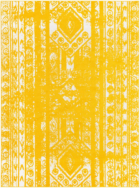 Yellow 9' x 12' Lennon Rectangle Area Rug 100% Polypropylene Vintage Distressed Look Modern Contemporary Carpet for Home Decor for Sale at Rug Engine