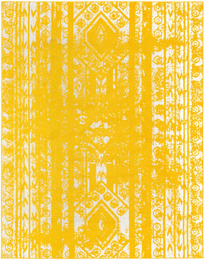 Yellow 7' 10 x 10' Lennon Rectangle Area Rug 100% Polypropylene Vintage Distressed Look Modern Contemporary Carpet for Home Decor for Sale at Rug Engine