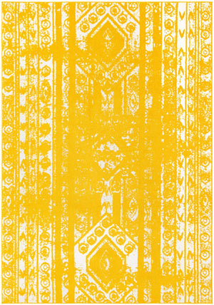 Yellow 7' 1 x 10' Lennon Rectangle Area Rug 100% Polypropylene Vintage Distressed Look Modern Contemporary Carpet for Home Decor for Sale at Rug Engine