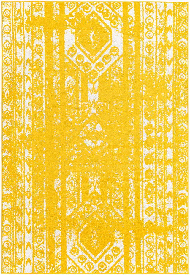 Yellow 6' 1 x 9' Lennon Rectangle Area Rug 100% Polypropylene Vintage Distressed Look Modern Contemporary Carpet for Home Decor for Sale at Rug Engine
