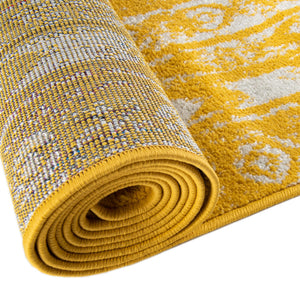 Yellow 7' 1 x 10' Lennon Rectangle Area Rug 100% Polypropylene Vintage Distressed Look Modern Contemporary Carpet for Home Decor for Sale at Rug Engine