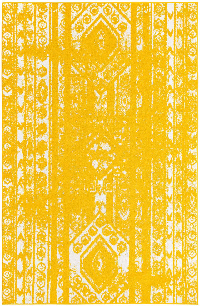 Yellow 5' 3 x 8' Lennon Rectangle Area Rug 100% Polypropylene Vintage Distressed Look Modern Contemporary Carpet for Home Decor for Sale at Rug Engine