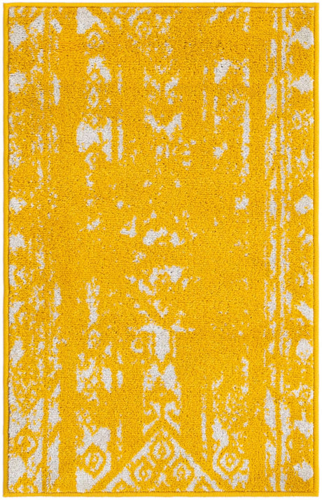 Yellow 2' x 3' 1 Lennon Rectangle Area Rug 100% Polypropylene Vintage Distressed Look Modern Contemporary Carpet for Home Decor for Sale at Rug Engine