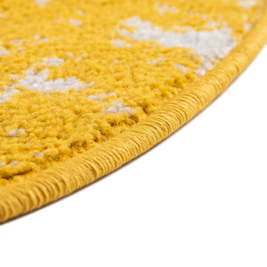 Yellow 6' 1 x 6' 1 Lennon Round Area Rug 100% Polypropylene Vintage Distressed Look Modern Contemporary Carpet for Home Decor for Sale at Rug Engine