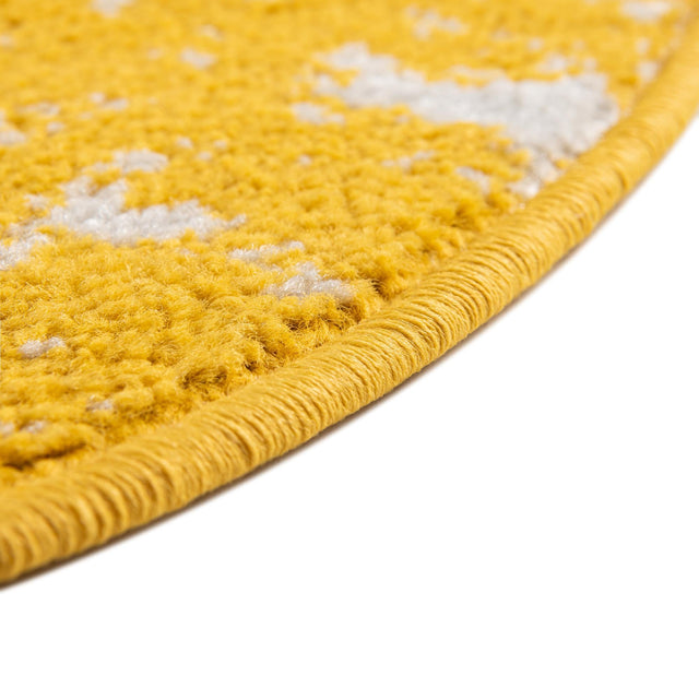 Yellow 10' x 10' Lennon Round Area Rug 100% Polypropylene Vintage Distressed Look Modern Contemporary Carpet for Home Decor for Sale at Rug Engine