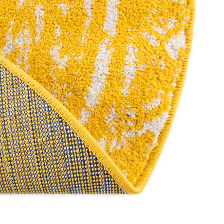Yellow 10' x 10' Lennon Round Area Rug 100% Polypropylene Vintage Distressed Look Modern Contemporary Carpet for Home Decor for Sale at Rug Engine