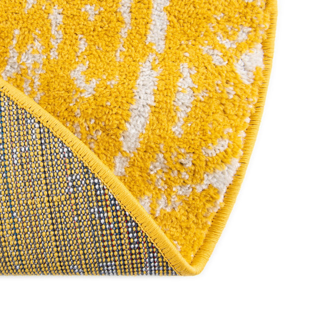 Yellow 3' 1 x 3' 1 Lennon Round Area Rug 100% Polypropylene Vintage Distressed Look Modern Contemporary Carpet for Home Decor for Sale at Rug Engine