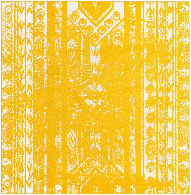 Yellow 10' x 10' Lennon Square Area Rug 100% Polypropylene Vintage Distressed Look Modern Contemporary Carpet for Home Decor for Sale at Rug Engine
