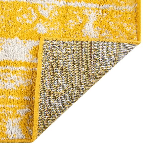 Yellow 7' 1 x 7' 1 Lennon Square Area Rug 100% Polypropylene Vintage Distressed Look Modern Contemporary Carpet for Home Decor for Sale at Rug Engine