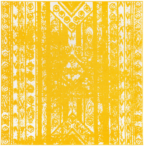 Yellow 7' 1 x 7' 1 Lennon Square Area Rug 100% Polypropylene Vintage Distressed Look Modern Contemporary Carpet for Home Decor for Sale at Rug Engine