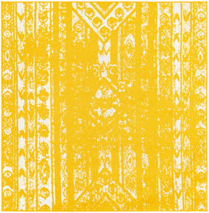 Yellow 5' 3 x 5' 3 Lennon Square Area Rug 100% Polypropylene Vintage Distressed Look Modern Contemporary Carpet for Home Decor for Sale at Rug Engine