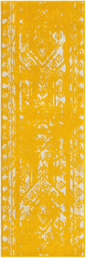 Yellow 2' x 6' 1 Lennon Runner Area Rug 100% Polypropylene Vintage Distressed Look Modern Contemporary Carpet for Home Decor for Sale at Rug Engine