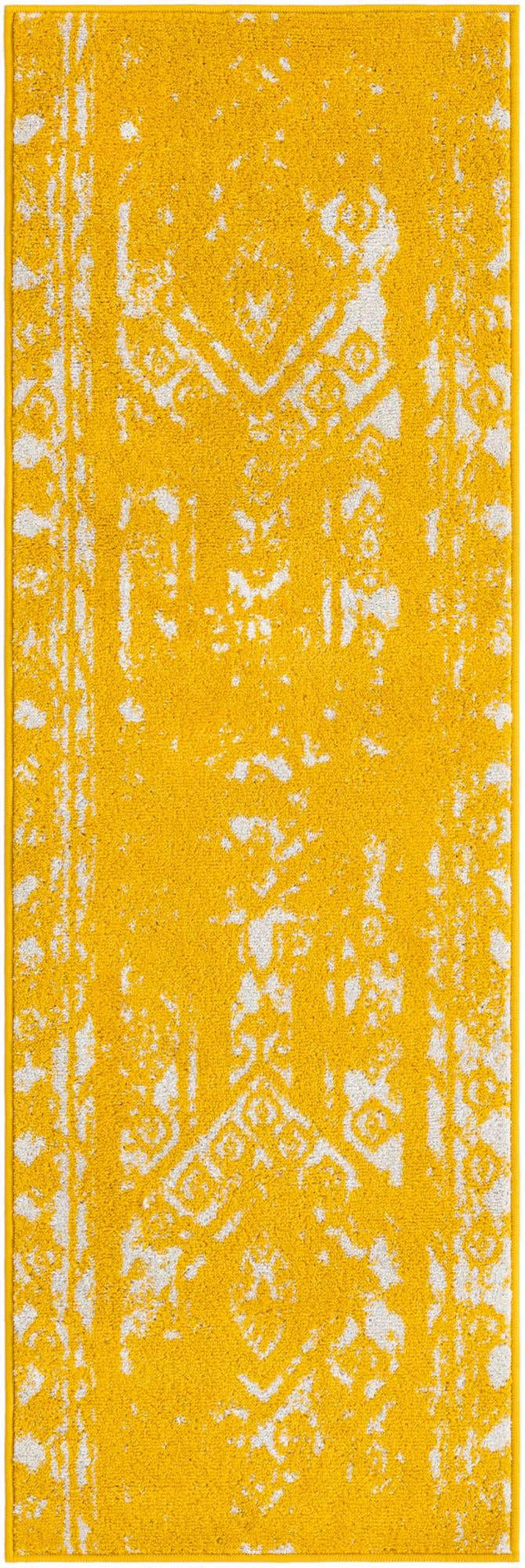 Yellow 2' x 6' 1 Lennon Runner Area Rug 100% Polypropylene Vintage Distressed Look Modern Contemporary Carpet for Home Decor for Sale at Rug Engine