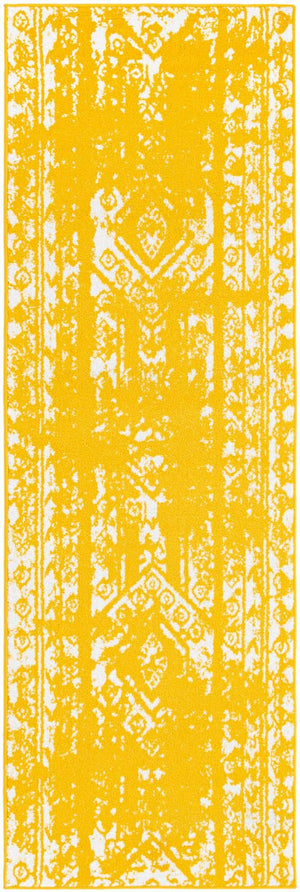 Yellow 2' x 8' Lennon Runner Area Rug 100% Polypropylene Vintage Distressed Look Modern Contemporary Carpet for Home Decor for Sale at Rug Engine
