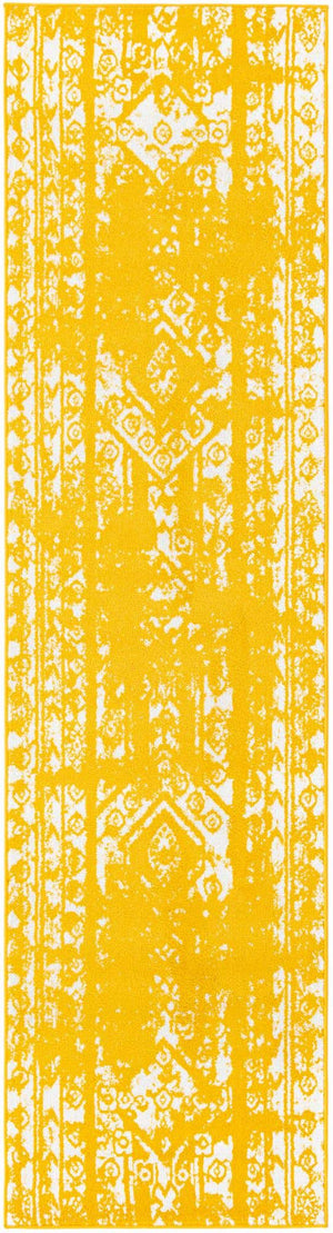 Yellow 2' 7 x 10' Lennon Runner Area Rug 100% Polypropylene Vintage Distressed Look Modern Contemporary Carpet for Home Decor for Sale at Rug Engine
