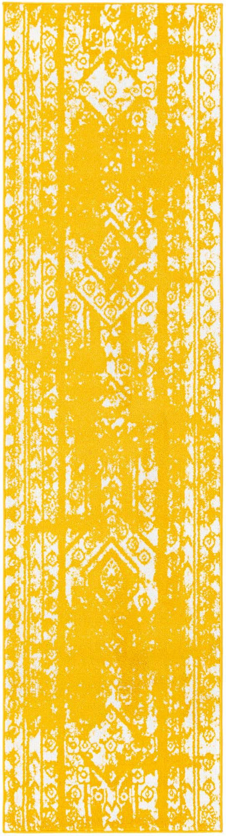 Yellow 2' 7 x 10' Lennon Runner Area Rug 100% Polypropylene Vintage Distressed Look Modern Contemporary Carpet for Home Decor for Sale at Rug Engine