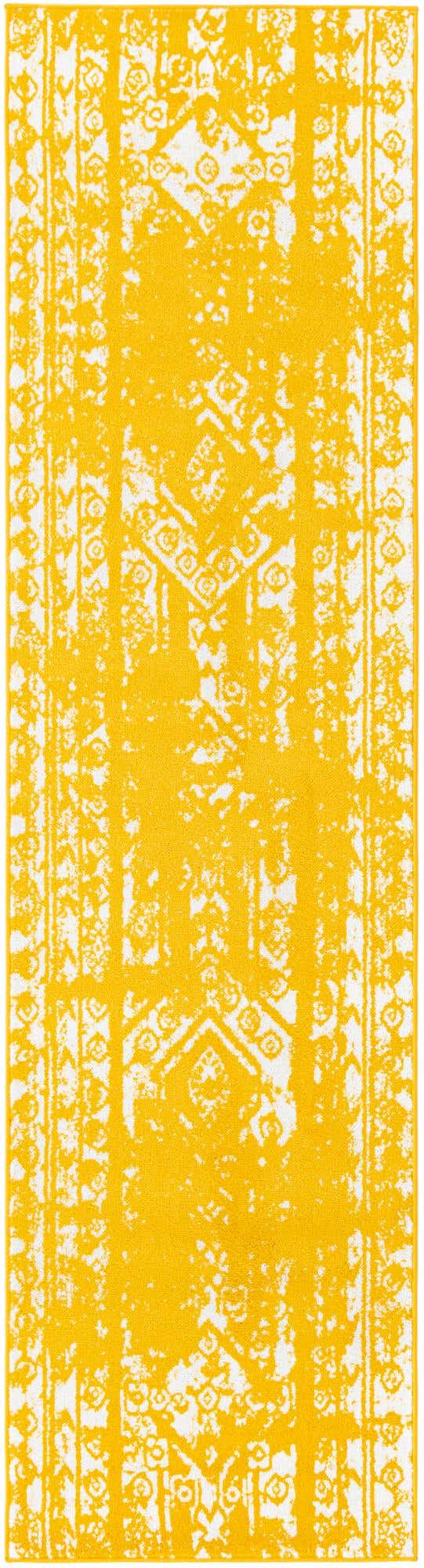 Yellow 2' 7 x 10' Lennon Runner Area Rug 100% Polypropylene Vintage Distressed Look Modern Contemporary Carpet for Home Decor for Sale at Rug Engine