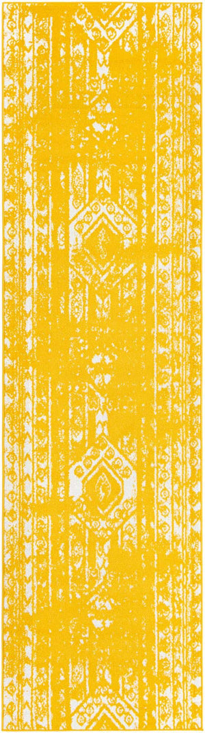 Yellow 2' 7 x 12' Lennon Runner Area Rug 100% Polypropylene Vintage Distressed Look Modern Contemporary Carpet for Home Decor for Sale at Rug Engine