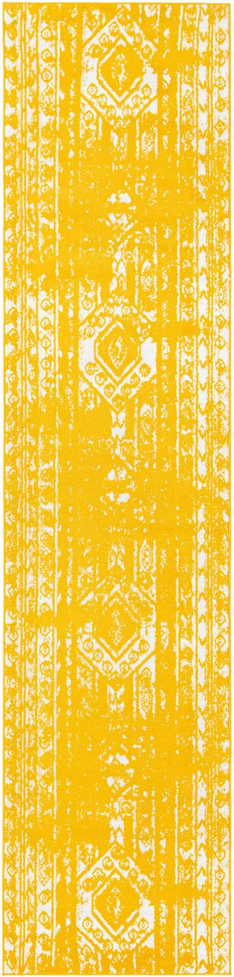 Yellow 3' 3 x 14' 1 Lennon Runner Area Rug 100% Polypropylene Vintage Distressed Look Modern Contemporary Carpet for Home Decor for Sale at Rug Engine