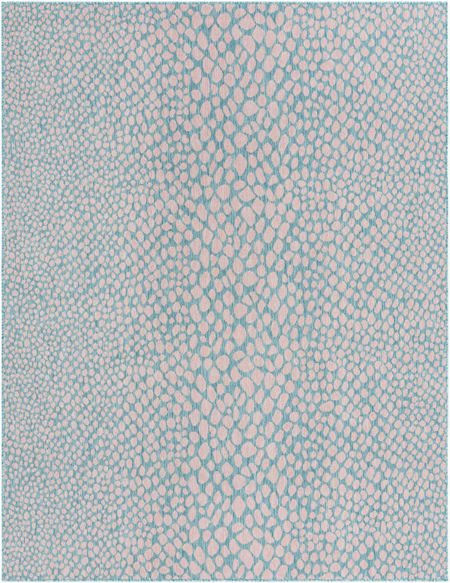 Pink and Aqua 7' 10 x 10' Jill Zarin Outdoor Rectangle Area Rug Weather Resistant for Patio, Deck, Terrace, Balcony, Porch Durable 100% Polypropylene Carpet for Outside for Sale at Rug Engine