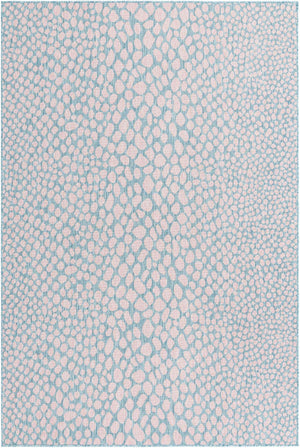 Pink and Aqua 6' 1 x 9' Jill Zarin Outdoor Rectangle Area Rug Weather Resistant for Patio, Deck, Terrace, Balcony, Porch Durable 100% Polypropylene Carpet for Outside for Sale at Rug Engine