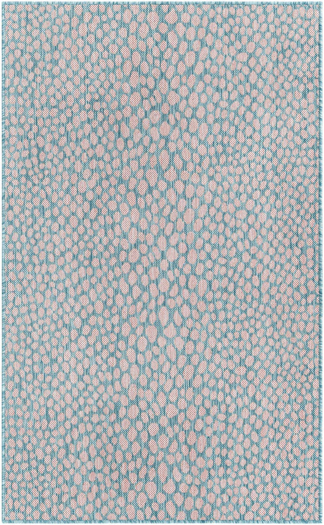 Pink and Aqua 3' 1 x 5' 3 Jill Zarin Outdoor Rectangle Area Rug Weather Resistant for Patio, Deck, Terrace, Balcony, Porch Durable 100% Polypropylene Carpet for Outside for Sale at Rug Engine