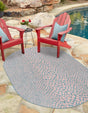 Pink and Aqua 5' 3 x 8' Jill Zarin Outdoor Oval Area Rug Weather Resistant for Patio, Deck, Terrace, Balcony, Porch Durable 100% Polypropylene Carpet for Outside for Sale at Rug Engine