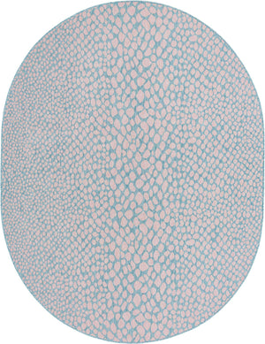 Pink and Aqua 7' 10 x 10' Jill Zarin Outdoor Oval Area Rug Weather Resistant for Patio, Deck, Terrace, Balcony, Porch Durable 100% Polypropylene Carpet for Outside for Sale at Rug Engine