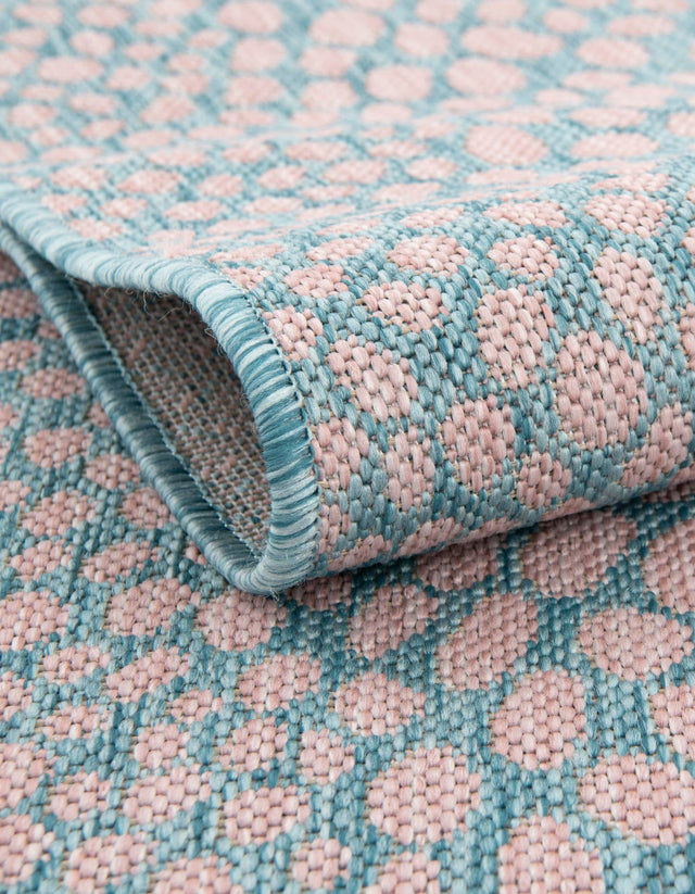 Pink and Aqua 10' 8 x 10' 8 Jill Zarin Outdoor Square Area Rug Weather Resistant for Patio, Deck, Terrace, Balcony, Porch Durable 100% Polypropylene Carpet for Outside for Sale at Rug Engine